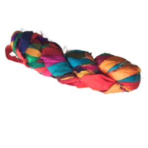 Silk Sari Ribbon - Multicoloured - plain edges